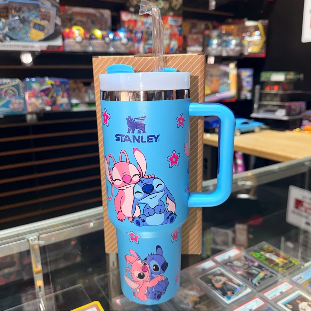 Stanley Blue Tumbler with Adorable Characters